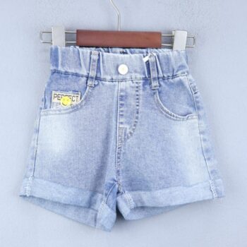 Blue 2 Way Stretch Baggy-Thigh Length Casual Denim Shorts For 18Months-6Years Girls-12056561