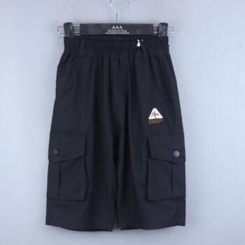 Black 2 Way Stretch Straight-Knee Length Casual Cotton Cargo Shorts For 6Years-12Years Boys-12061261