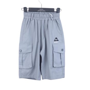 Grey 2 Way Stretch Straight-Knee Length Casual Cotton Cargo Shorts For 6Years-12Years Boys-12061262