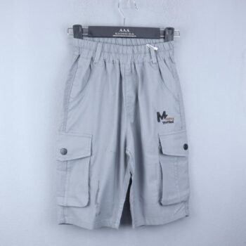 Grey 2 Way Stretch Tapered-Knee Length Casual Cotton Cargo Shorts For 6Years-12Years Boys-12061272