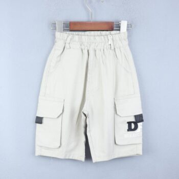 Cream 2 Way Stretch Tapered-Knee Length Casual Cotton Cargo Shorts For 3Years-8Years Boys-12061283