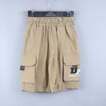 Khaki 2 Way Stretch Tapered-Knee Length Casual Cotton Cargo Shorts For 3Years-8Years Boys-12061284