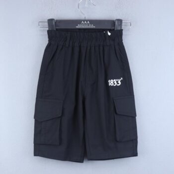 Black 2 Way Stretch Tapered-Knee Length Casual Cotton Cargo Shorts For 3Years-8Years Boys-12061291