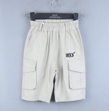 Cream 2 Way Stretch Tapered-Knee Length Casual Cotton Cargo Shorts For 3Years-8Years Boys-12061293