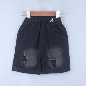 Black 2 Way Stretch Straight-Thigh Length Casual Denim Shorts For 2Years-6Years Boys-12061552