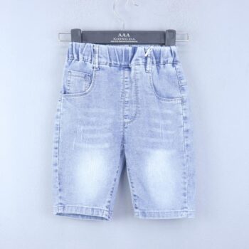 Blue 4 Way Stretch Baggy-Thigh Length Casual Denim Shorts For 24Months-6Years Boys-12061911