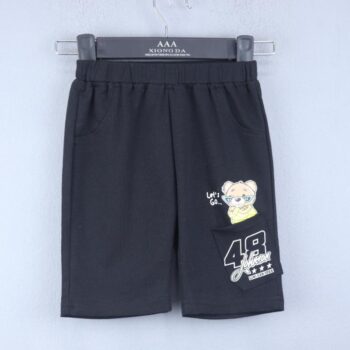 Black 4 Way Stretch Straight-Thigh Length Casual Cotton Shorts For 18Months-6Years Boys-12152611