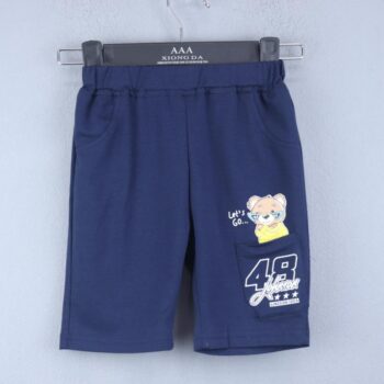 Blue 4 Way Stretch Straight-Thigh Length Casual Cotton Shorts For 18Months-6Years Boys-12152612