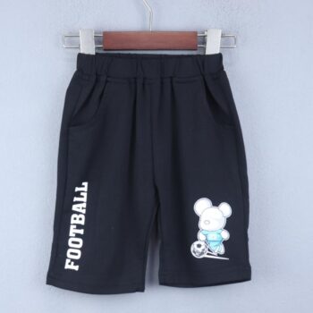 Black 4 Way Stretch Straight-Thigh Length Casual Cotton Shorts For 18Months-6Years Boys-12152621