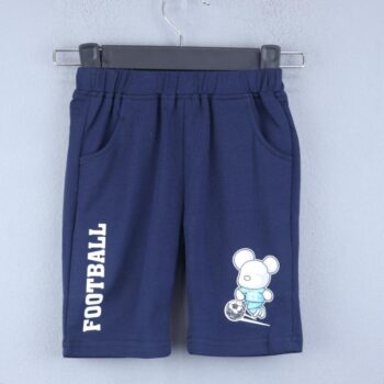 Blue 4 Way Stretch Straight-Thigh Length Casual Cotton Shorts For 18Months-6Years Boys-12152622