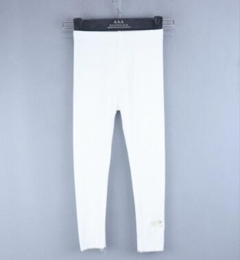 White Medium Waist Cotton Leggings For 3Years-7Years Girls-13232991