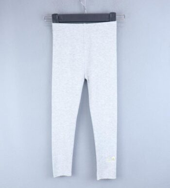 Grey Medium Waist Cotton Leggings For 3Years-7Years Girls-13232992
