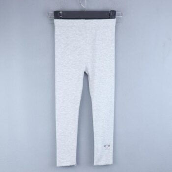 Grey Medium Waist Cotton Leggings For 3Years-7Years Girls-13233031