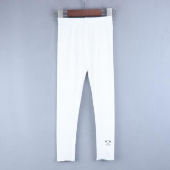 White Medium Waist Cotton Leggings For 3Years-7Years Girls-13233032