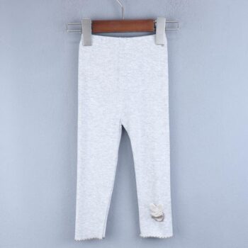 Grey Medium Waist Cotton Leggings For 18Months-5Years Girls-13233041