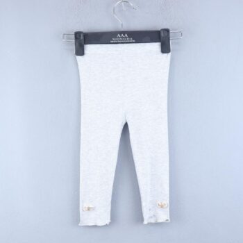 Grey Medium Waist Cotton Leggings For 18Months-5Years Girls-13233074