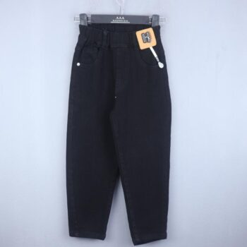 Black Soft 2 Way Stretch Tapered-Slim Denim Pants For 5Years-10Years Boys-13455232