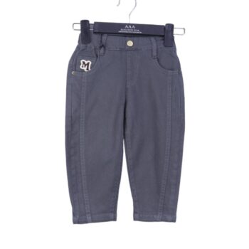 Grey Soft 2 Way Stretch Straight-Slim Cotton Pants For 18Months-4Years Boys-13455383