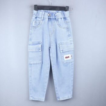 Blue Soft 2 Way Stretch Tapered-Slim Denim Cargo Pants For 4Years-9Years Boys-13455781