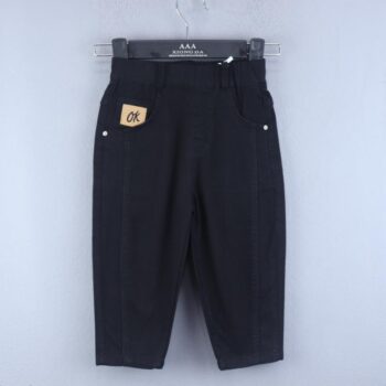 Black Soft 2 Way Stretch Tapered-Slim Cotton Pants For 2Years-4Years Boys-13456452