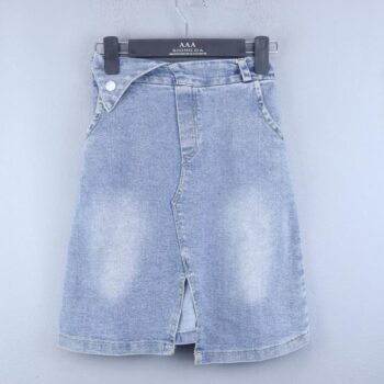 Blue Knee Length Denim Faded Skirt For 6Years-12Years Girls-14024291