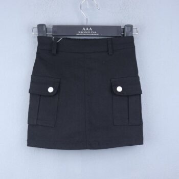Black Thigh Length Cotton Plain Skirt For 3Years-8Years Girls-14025231