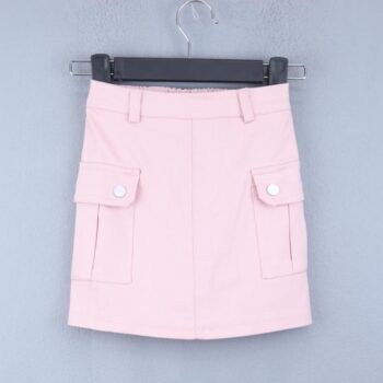 Pink Thigh Length Cotton Plain Skirt For 3Years-8Years Girls-14025232