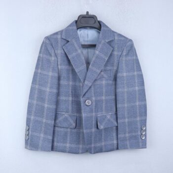 Grey Medium Lapel Single Breasted Waist Length Formal Wool Blazer For 18Months-6Years Boys-15405701