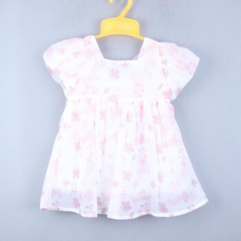 Pink Regular Fit Narrow Neck Half Sleeve Above Thigh Dry-Fit/ Synthetic Frock For 12Months-5Years Girls-16060601
