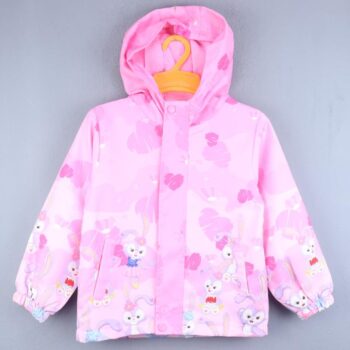 Pink Cap Printed Windproof Pre-Winter Windcheater For 4Years-10Years Girls-17210812