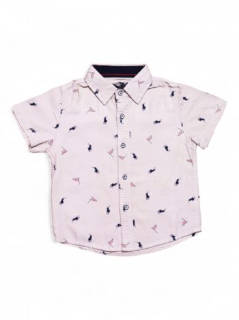 Brown Regular Spread Overall Print Cotton Half Sleeve Shirt For 2 To 7 Years Boys-11239485