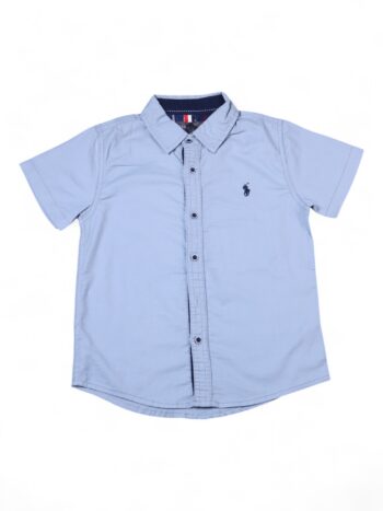 Grey Broad Spread 2 Way Stretch Slim Fit Plain/ Simple Satin Quarter Sleeve Shirt For 7 To 12 Years Boys-11242014