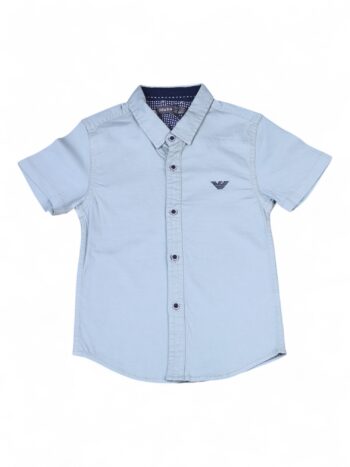 Grey Broad Spread 2 Way Stretch Slim Fit Plain/ Simple Satin Quarter Sleeve Shirt For 6 To 12 Years Boys-11242033