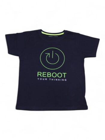 Navy Round Neck Single Knit Cotton Half Sleeve T-Shirt For 6 To 9 Years Boys-11455323