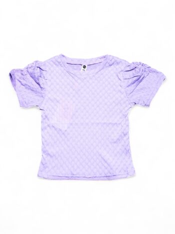 White Self Pattern Skin Tight Round Neck Double Knit Cotton Half Sleeve Top For 18 Months To 6 Years Girls-11457852