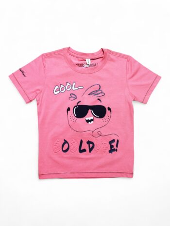 Pink Round Neck Single Knit Cotton Half Sleeve T-Shirt For 18 Month To 6 Years Girls-11464213