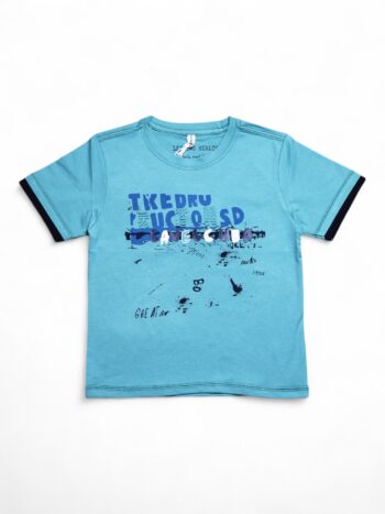 Green Round Neck Double Knit Cotton Half Sleeve T-Shirt For 5 To 12 Years Boys-11464301