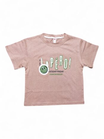 Brown Round Neck Single Knit Cotton Half Sleeve T-Shirt For 3 To 8 Years Boys-11466801