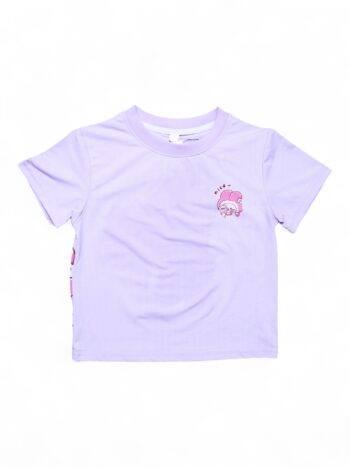 Purple Back Print Round Neck Single Knit Cotton Half Sleeve T-Shirt For 18 Months To 6 Years Girls-11473071