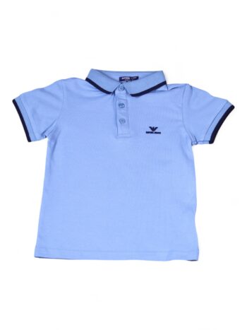 Blue Plain Polo Neck Single Knit Cotton Half Sleeve T-Shirt For 2 To 6 Years Boys-11475361