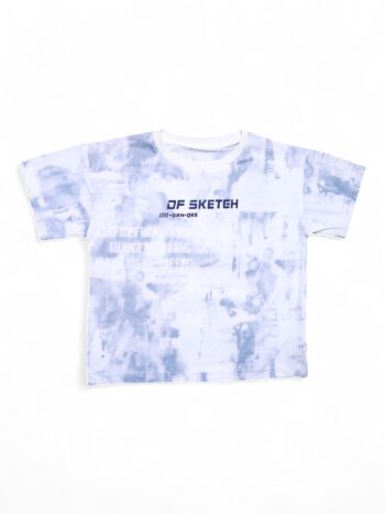 White Overall Print Round Neck Single Knit Cotton Half Sleeve T-Shirt For 5 To 9 Years Boys-11475691