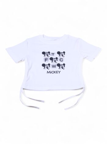 White Crop Round Neck Double Knit Cotton Half Sleeve T-Shirt For 2 To 7 Years Girls-11478091