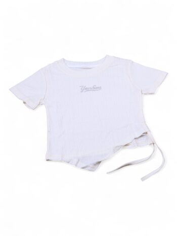 Crean Crop Round Neck Double Knit Cotton Half Sleeve Top For 18M To 6 Years Girls-11478142
