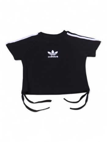 Black Crop Round Neck Double Knit Cotton Half Sleeve T-Shirt For 2 To 7 Years Girls-11478211