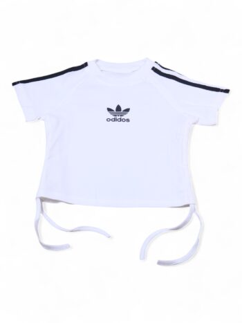 White Crop Round Neck Double Knit Cotton Half Sleeve T-Shirt For 2 To 7 Years Girls-11478212