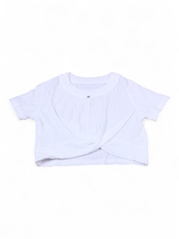 Black Crop Plain Round Neck Dry-Fit/ Synthetic Half Sleeve Top For 3 To 8 Years Girls-11478233