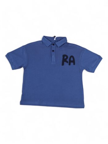 Blue Plain Polo Neck Single Knit Cotton Half Sleeve T-Shirt For 4 To 8 Years Boys-11478401