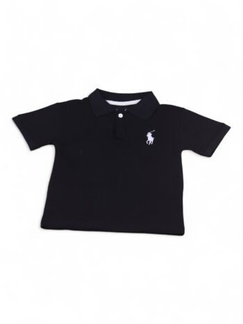 Black Polo Neck Double Knit Cotton Half Sleeve T-Shirt For 3 To 8 Years Boys-11478741