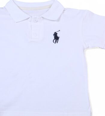 White Polo Neck Double Knit Cotton Half Sleeve T-Shirt For 3 To 8 Years Boys-11478742