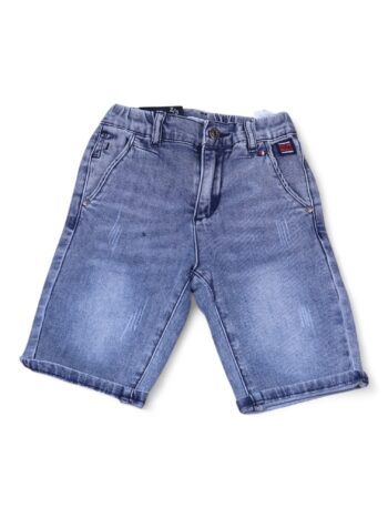Blue 2 Way Stretch Baggy-Knee Length Casual Denim Shorts For 2 To 6 Years Boys-12056781